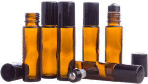 10 ml-es borostyánszínű golyós üvegek – 6 db